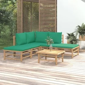 6-piece bamboo garden furniture set with green cushions by vidaXL, Garden sets - Ref: Foro24-3155143, Price: 405,29 €, Discou...