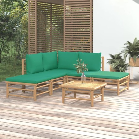 6-teiliges Gartenmöbel-Set aus Bambus mit grünen Kissen von vidaXL, Gartensets - Ref: Foro24-3155143, Preis: 412,08 €, Rabatt: %