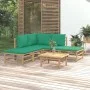 6-teiliges Gartenmöbel-Set aus Bambus mit grünen Kissen von vidaXL, Gartensets - Ref: Foro24-3155143, Preis: 405,34 €, Rabatt: %