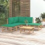 6-teiliges Gartenmöbel-Set aus Bambus mit grünen Kissen von vidaXL, Gartensets - Ref: Foro24-3155143, Preis: 412,08 €, Rabatt: %