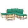 6-teiliges Gartenmöbel-Set aus Bambus mit grünen Kissen von vidaXL, Gartensets - Ref: Foro24-3155143, Preis: 405,34 €, Rabatt: %