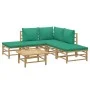 6-teiliges Gartenmöbel-Set aus Bambus mit grünen Kissen von vidaXL, Gartensets - Ref: Foro24-3155143, Preis: 405,34 €, Rabatt: %