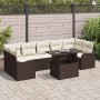 Conjunto de sofá de jardín con cojín 8 pcs Marrón Poliratán