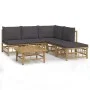Set de muebles de jardín 6 piezas bambú con cojines gris oscuro de vidaXL, Conjuntos de jardín - Ref: Foro24-3155231, Precio:...