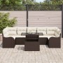 Conjunto de sofá de jardín con cojín 8 pcs Marrón Poliratán
