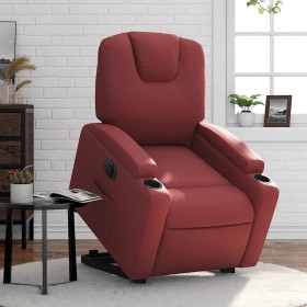 Sillón elevable eléctrico cuero artificial rojo tinto
