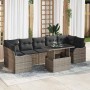 Conjunto de sofá de jardín con cojín 8 pcs Gris Poliratán