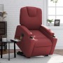 Sillón de masaje elevable eléctrico cuero artificial rojo tinto