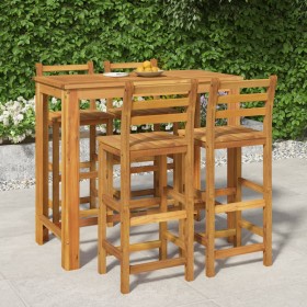 Hoher Gartentisch und Hocker, 5 Stück, massives Akazienholz von vidaXL, Gartensets - Ref: Foro24-3154396, Preis: 501,09 €, Ra...