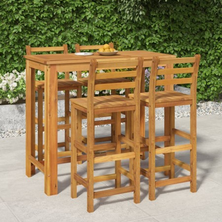 Hoher Gartentisch und Hocker, 5 Stück, massives Akazienholz von vidaXL, Gartensets - Ref: Foro24-3154396, Preis: 501,09 €, Ra...