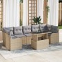 Conjunto de sofá de jardín con cojín 8 pcs Beige Poliratán