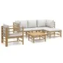 6-piece bamboo garden furniture set with light gray cushions by vidaXL, Garden sets - Ref: Foro24-3155083, Price: 522,94 €, D...