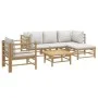 Set de muebles de jardín 6 piezas bambú con cojines gris claro de vidaXL, Conjuntos de jardín - Ref: Foro24-3155083, Precio: ...