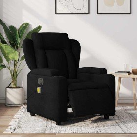 Sillón reclinable de masaje eléctrico tela negro Sillón reclinable de masaje eléctrico tela negro