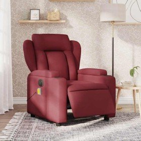 Sillón de masaje reclinable eléctrico tela rojo tinto Sillón de masaje reclinable eléctrico tela rojo tinto