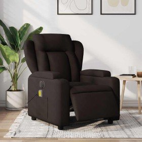 Sillón reclinable de masaje eléctrico tela marrón oscuro Sillón reclinable de masaje eléctrico tela marrón oscuro
