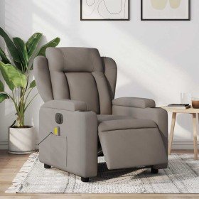 Sillón reclinable de masaje eléctrico tela gris taupe Sillón reclinable de masaje eléctrico tela gris taupe