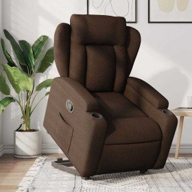 Sillón reclinable elevable de tela marrón en Sillones | Comprar online en Foro24