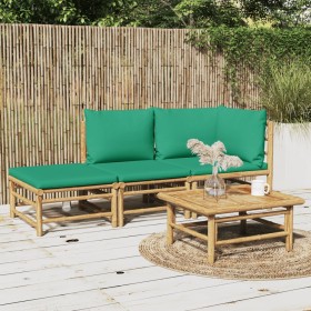 3-piece bamboo garden furniture set with green cushions by vidaXL, Garden sets - Ref: Foro24-3155172, Price: 248,23 €, Discou...