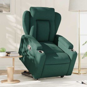 Sillón reclinable elevable tela verde oscuro Sillón reclinable elevable tela verde oscuro