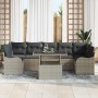 Conjunto de sofá de jardín con cojín 8 pcs Gris claro Poliratán