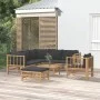 8-teiliges Gartenmöbel-Set aus Bambus mit dunkelgrauen Kissen von vidaXL, Gartensets - Ref: Foro24-3155222, Preis: 789,17 €, ...