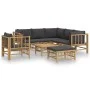 8-teiliges Gartenmöbel-Set aus Bambus mit dunkelgrauen Kissen von vidaXL, Gartensets - Ref: Foro24-3155222, Preis: 789,17 €, ...