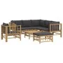 8-teiliges Gartenmöbel-Set aus Bambus mit dunkelgrauen Kissen von vidaXL, Gartensets - Ref: Foro24-3155222, Preis: 789,17 €, ...