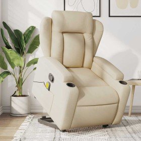 Silla de masaje reclinable de pie de tela color crema Silla de masaje reclinable de pie de tela color crema