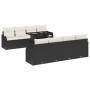 Conjunto de sofá de jardín con cojín 7 pcs Negro Poliratán