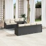 Conjunto de sofá de jardín con cojín 7 pcs Negro Poliratán