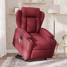Sillón de masaje elevable eléctrico tela rojo tinto en Sillones | Comprar online en Foro24