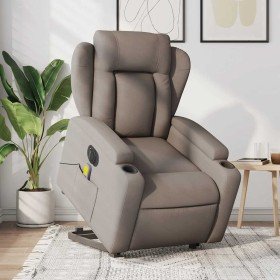 Sillón de masaje eléctrico reclinable elevable tela taupé Sillón de masaje eléctrico reclinable elevable tela taupé