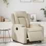Sillón reclinable eléctrico de cuero sintético crema