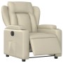 Sillón reclinable eléctrico de cuero sintético crema