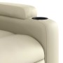 Sillón reclinable eléctrico de cuero sintético crema