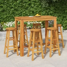 Garden table and 7-piece high stools set made of solid acacia wood. by vidaXL, Garden sets - Ref: Foro24-3154395, Price: 413,...