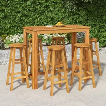 Garden table and 7-piece high stools set made of solid acacia wood. by vidaXL, Garden sets - Ref: Foro24-3154395, Price: 413,...