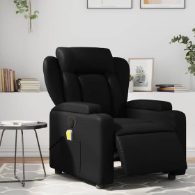 Sillón de masaje reclinable eléctrico cuero sintético negro