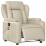 Sillón de masaje reclinable eléctrico cuero sintético crema