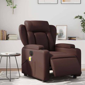 Sillón de masaje reclinable eléctrico cuero sintético marrón Sillón de masaje reclinable eléctrico cuero sintético marrón