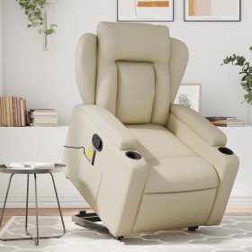 Sillón reclinable de masaje de pie cuero artificial color crema Sillón reclinable de masaje de pie cuero artificial color crema