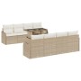 Conjunto de sofá de jardín con cojín 7 pcs Beige Poliratán