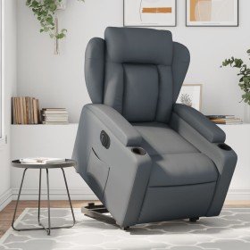 Sillón reclinable elevable eléctrico de cuero sintético gris en Sillones | Comprar online en Foro24