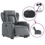 Sillón reclinable elevable eléctrico de cuero sintético gris