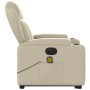 Sillón de masaje elevable eléctrico cuero sintético crema