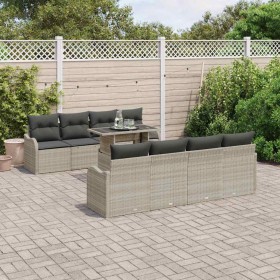 Conjunto de sofá de jardín con cojín 7 pcs Gris claro Poliratán