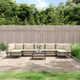 Gartenmöbel-Set 8 Stück und Kissen PE Rattan Anthrazit von vidaXL, Outdoor-Sofas - Ref: Foro24-3186794, Preis: 637,37 €, Raba...
