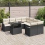 Conjunto de sofá de jardín con cojín 9 pcs Negro Poliratán