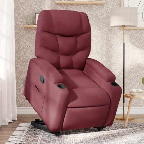 Sillón reclinable elevable tela rojo tinto